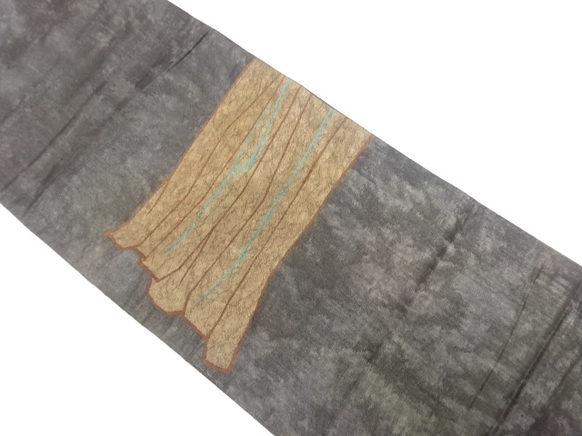 勝山織物製　引箔　抽象模様織り出し　袋帯